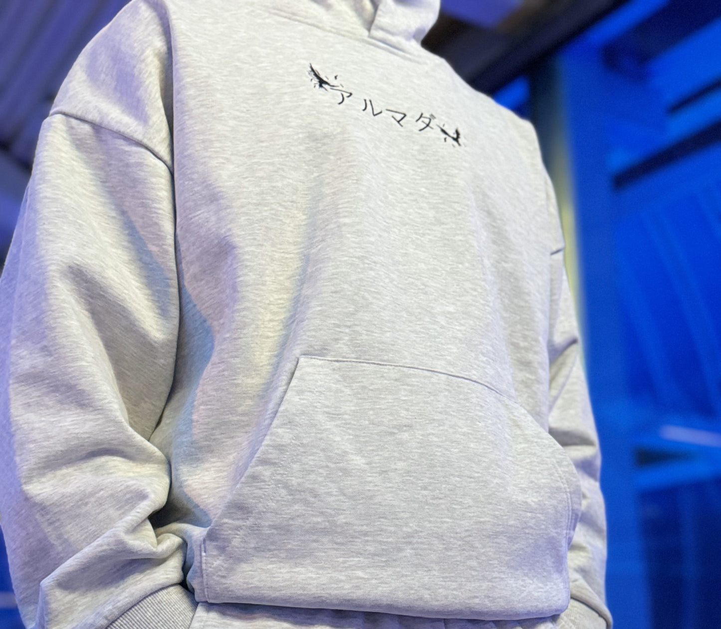 Grey Oversized Embroidered Hoodie